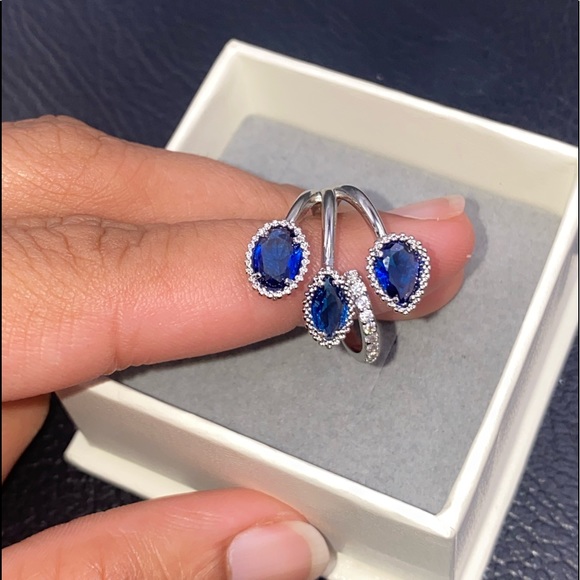 Marquise cut Blue Zircon Wrap ring - Picture 9 of 11